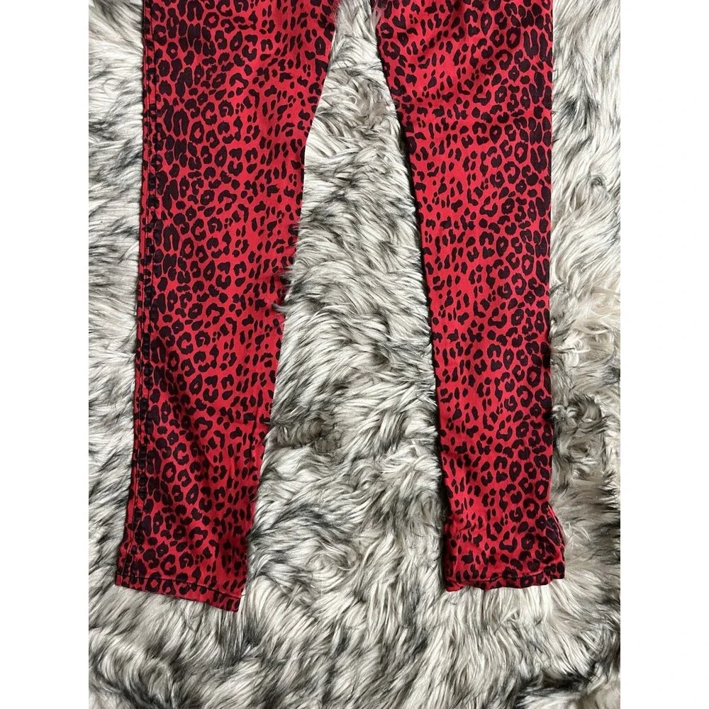 TRIPP NYC Red Leopard Print Skinny Jeans Punk Grunge Style Size 7 Women